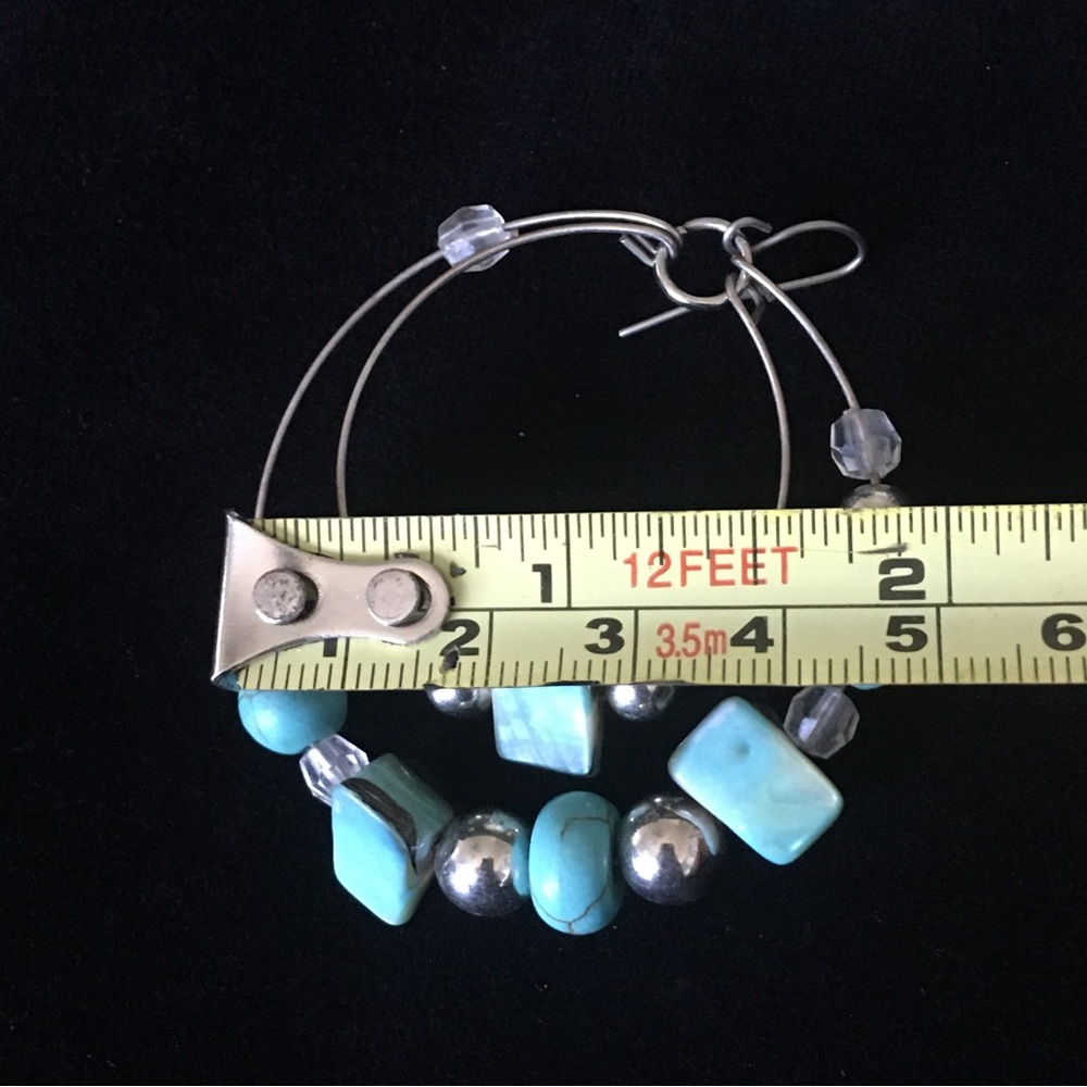Vintage Turquoise Blue Silver Tone Earrings - Picture 6 of 6
